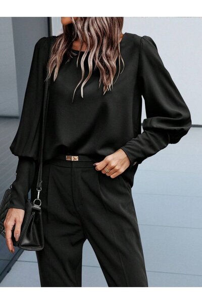 JANES Γυναικεία μακρυμάνικη μπλούζα με στρογγυλή λαιμόκοψη με κουμπιά εισαγόμ...