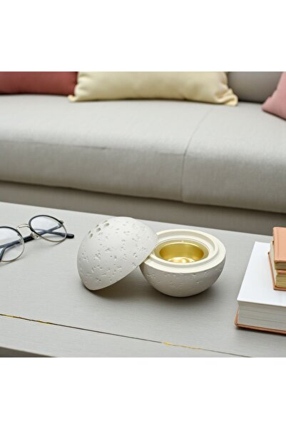 TBATIC Beige Stone Sphere Incense Burner
