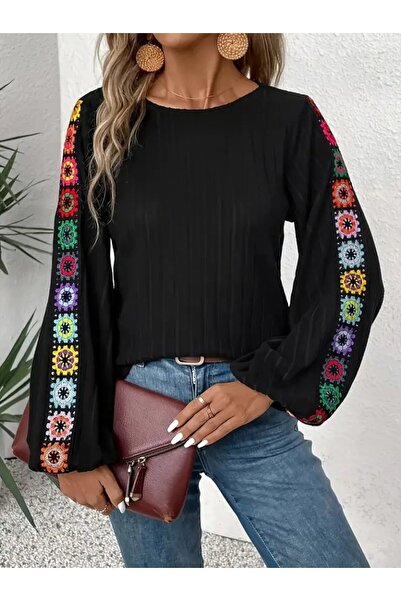 Kokosh moda Γυναικεία μπλούζα με μακρύ μανίκι με λαιμόκοψη και καμιζόλα