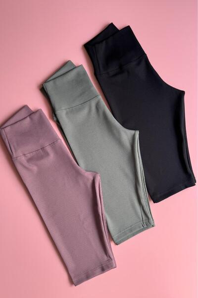 VicTroy Form Rise 3-Pack |   High Waist Recovery Dusty Rose, Black and Green Camisole Short Leggings