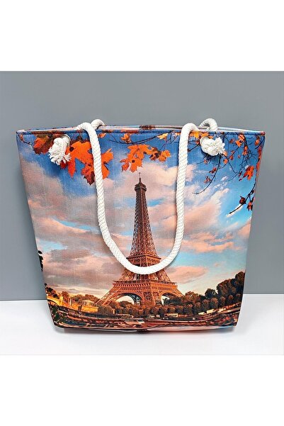 ZERO LAND Geantă de plajă cu model Turnul Eiffel