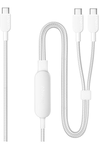 Anker كابل 2 في 1 USB C إلى USB C مضفر بطول 4 أقدام وشحن سريع بقوة 140 وات لهاتف iPhone 16