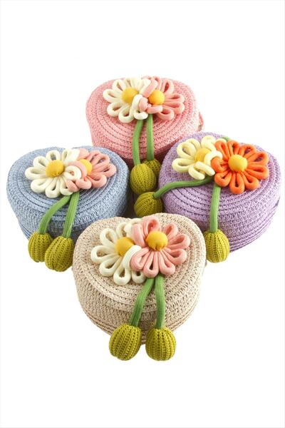 fantastik store Flower Heart Straw Bag