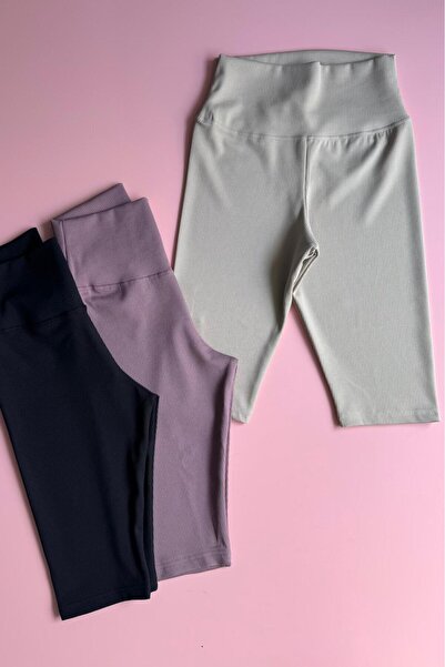 VicTroy Φόρμα Rise 3 τεμαχίων |   Κρέμα ανύψωσης ψηλής μέσης, κοντό καλσόν σε μαύρο και ροζ χρώμα