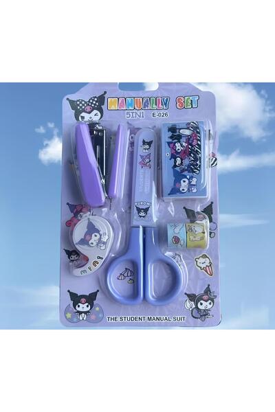 ada çanta kırtasiye Kuromi Figured Stapler, Scissors, Tape Set Ad15403