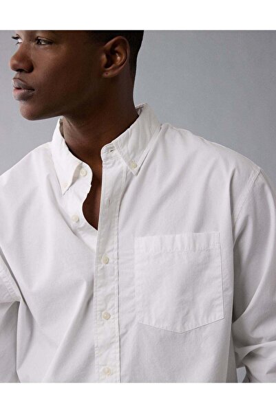 AMERICAN EAGLE AE Everyday Poplin Striped Button-Up Shirt