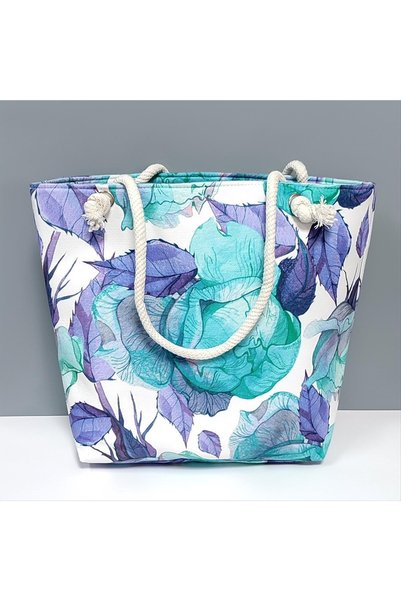 TakÇalıştır Leaf Patterned Beach Bag