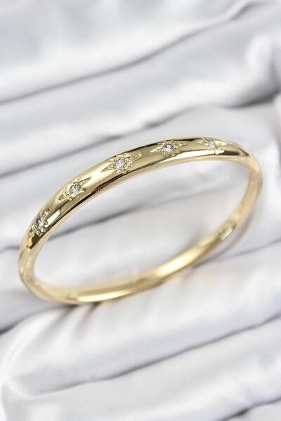 Inure Jewelry أصفاد نسائية من النحاس والزركون بحجر القطب النجمي موديل ذهبي اللون