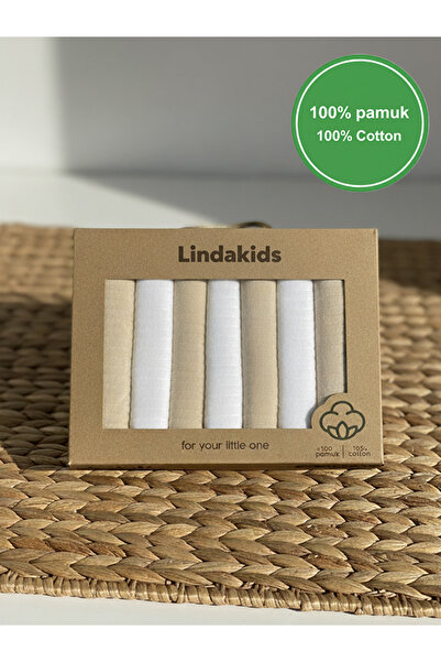 Lindakids Fitilli Kumaş % 100 Organik Pamuk Kutulu Beyaz ve Desenli Penye Beb...