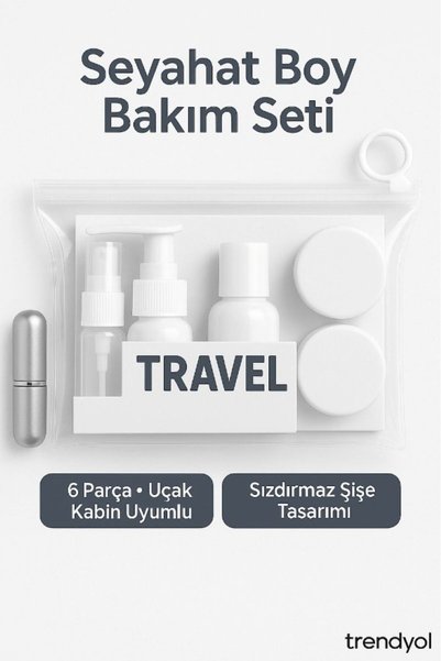 TARIK HOME 6 Parça Renkli Seyahat Bakım ve Kozmetik Seti, Uçak Kabin Uyumlu, ...