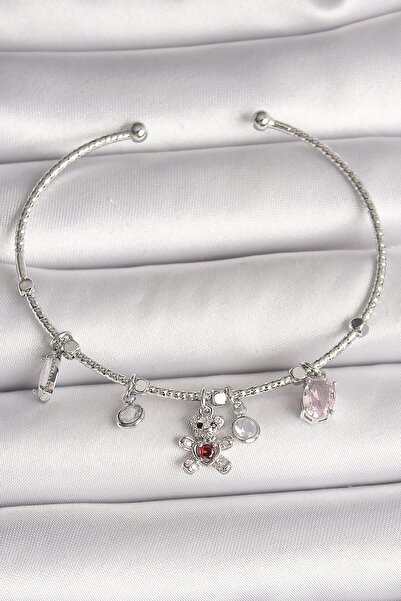 Inure Jewelry النحاس الفضة اللون استرخى الزركون حجر تيدي بير الشكل الحجر الأح...