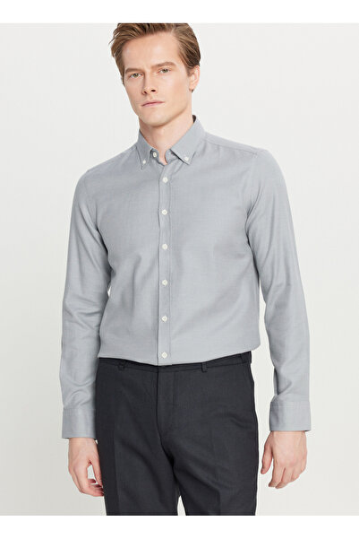 ALTINYILDIZ CLASSICS Slim Fit Düğmeli Yaka Gri Erkek Gömlek ACE020261321_GRI