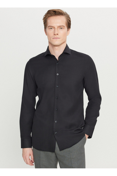 ALTINYILDIZ CLASSICS Tailored Fit İtalyan Yaka Siyah Erkek Gömlek ACE020261606_SYH