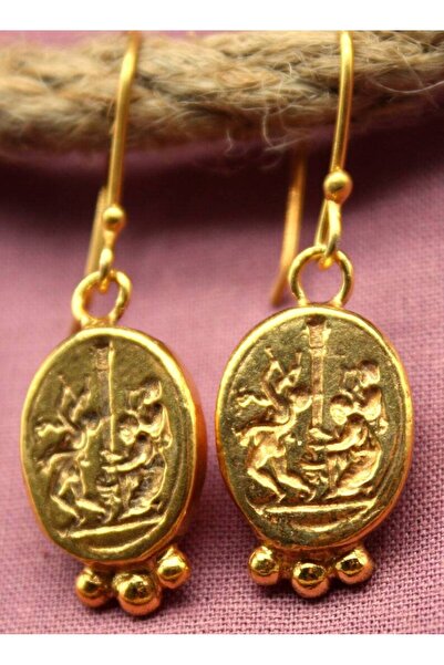 alpsilverart 925 Ayar Gümüş Yunan Dönemi Sikke Motifli Küpe | El Yapımı Antik Vintage Kadın Takı