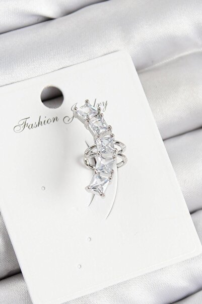 Inure Jewelry أقراط من النحاس والزركون موديل فضي اللون من اللحم الزندي الأيمن