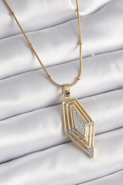 Inure Jewelry 316L الصلب الذهب اللون الزركون حجر خمر نموذج قلادة المرأة