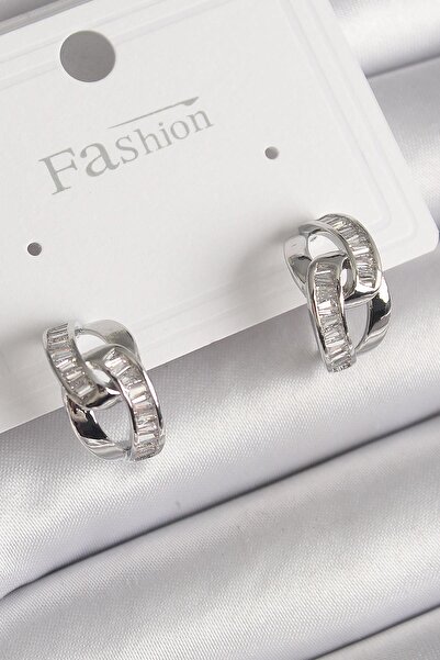 Inure Jewelry أقراط نسائية من النحاس الفضي مع حجر الزركون، موديل سلسلة للاستخ...