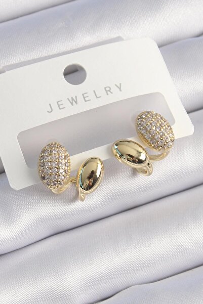 Inure Jewelry Brass Gold Color Zircon Stone Women's Earrings Daily Use