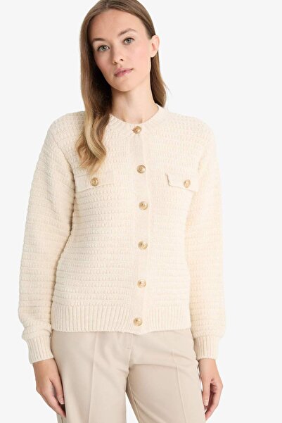 DeFacto Regular Fit Crew Neck Knitwear Cardigan F4080Ax25Wn