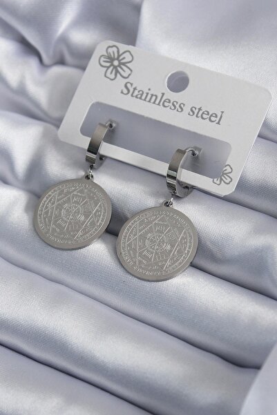 Inure Jewelry 316L الصلب الفضة اللون نجمة الخماسي معالجة أقراط نسائية