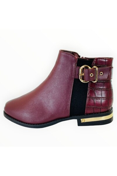Studio Women's Ankle Boots Low Sole Ox Blood Croc Eco Leather, Size 37 EU