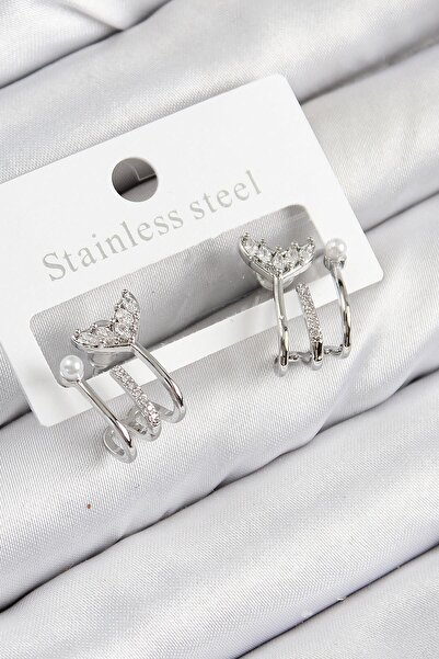 Inure Jewelry أقراط نسائية من النحاس والزركون واللؤلؤ مفصلة على شكل ذيل السمك...