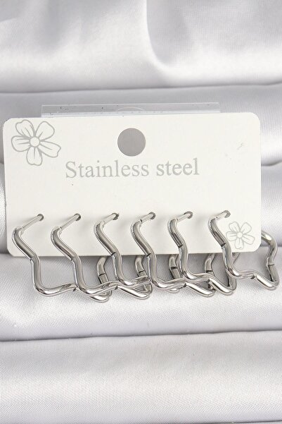 Inure Jewelry طقم أقراط نسائية من الفولاذ 316L بلون فضي على شكل نجمة للاستخدا...