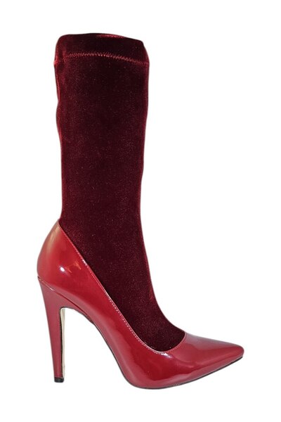 Vadodara Secret Women's Heels, Sock Type, 11.5 cm Heel, Burgundy, Size 37