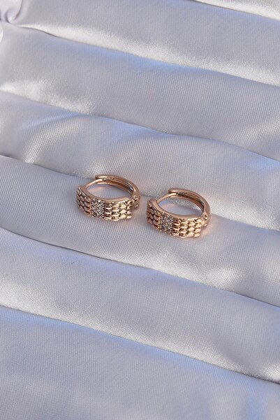 Inure Jewelry Xuping Rose Color Zircon Stone Embroidered Hoop Earrings Daily Wear