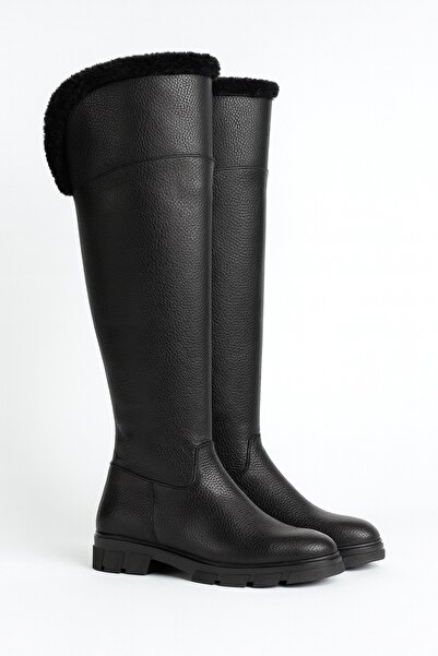 Giydim Gidiyor Dokka Diz Üstü Uzun Çizme Siyah