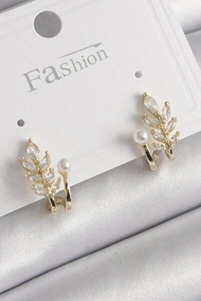 Inure Jewelry النحاس الذهب اللون الزركون حجر ليف نموذج أقراط اللؤلؤ التفاصيل