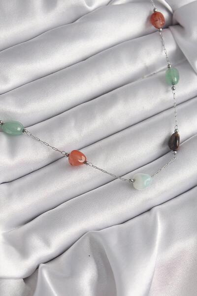 Inure Jewelry 316L الصلب الفضة اللون سلسلة اللون الحجر الطبيعي نموذج قلادة ال...