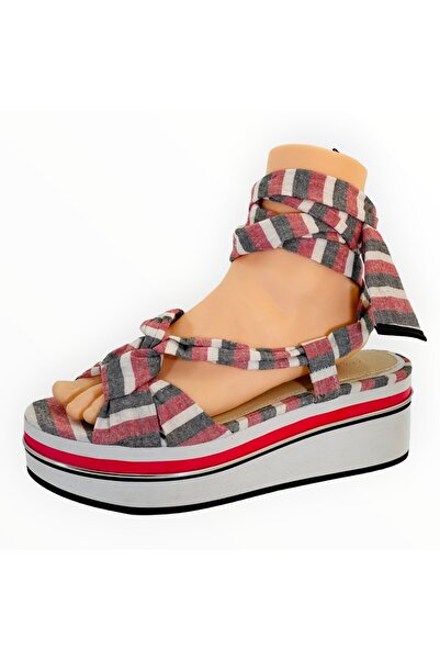 Zara Sandale Flatform Women Multicolor Tie-Up Size 38 EU