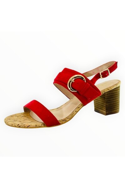 Lotus Women's Medium Heel Sandals Suedette Red Size 42 EU