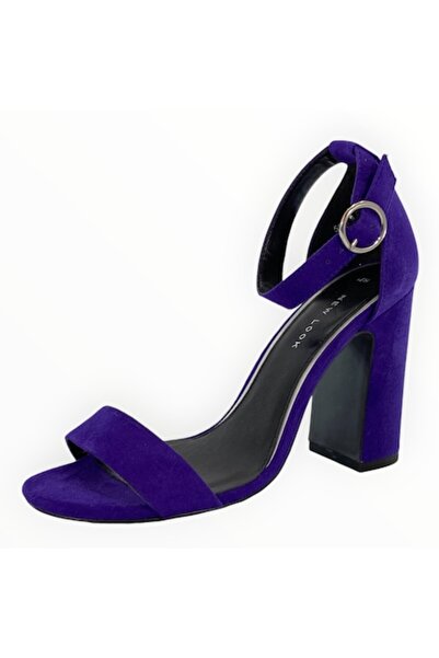 New Look Women's High Heel Sandals Suedette Purple Aubergine