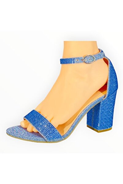 Star collections Sandale cu toc pentru femei Star Collection X Rita Ora, lurex și diamante albastre, mărimea 38 EU