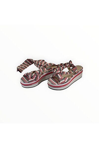 Zara Sandale Flatform Women Multicolor Tie-Up Size 38 EU