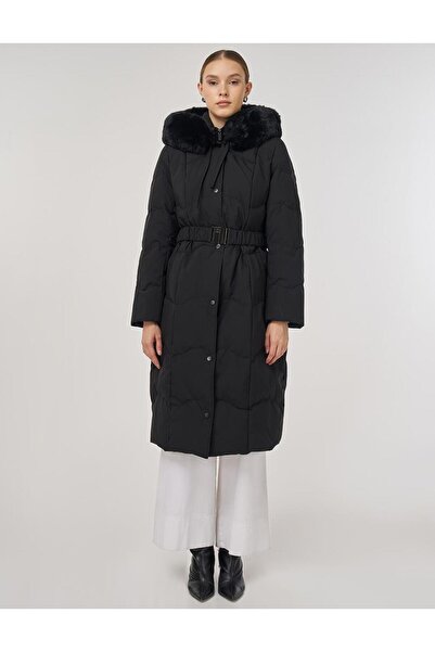 Kayra Hood Detailed Goose down Coat Black