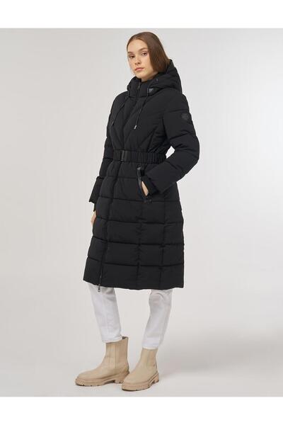 Kayra Hooded Detailed Anorak Coat Black