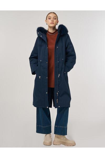 Kayra Pocket Detailed Anorak Coat Navy Blue