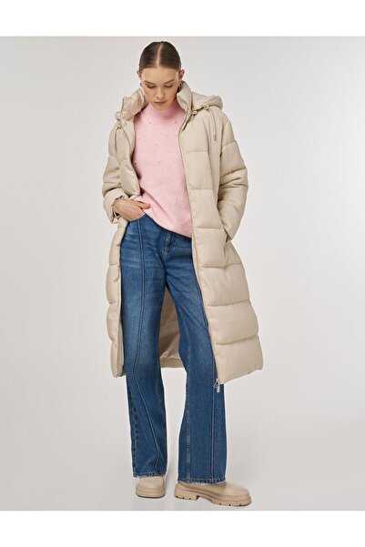 Kayra Zippered Anorak Coat Cream