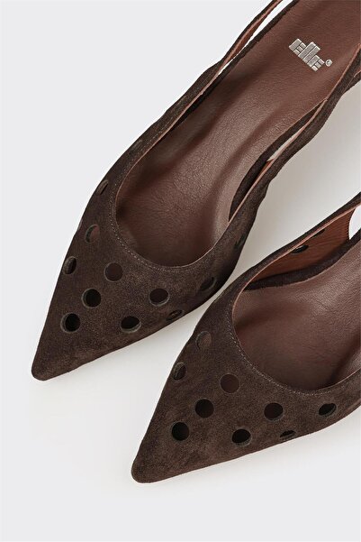 Elle Shoes Kahve Deri Kadın Topuklu Ayakkabı