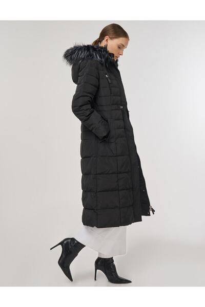 Kayra Waist Drawstring Goose down Filled Coat Black