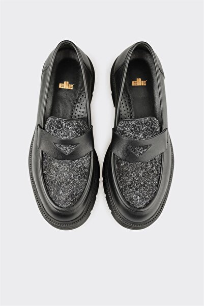 Elle Shoes Siyah Deri Kadın Günlük Ayakkabı