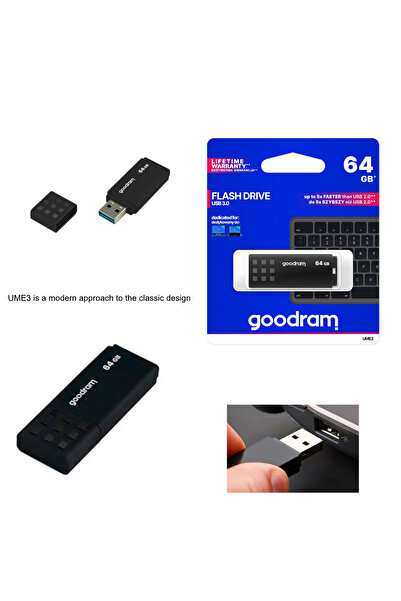 Goodram Stick de memorie USB UME3, 64GB, USB 3.0, Negru