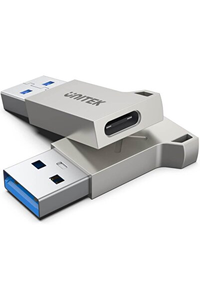 Unitek محول USB-A إلى USB-C من الزنك، USB 3.0 فائق السرعة 5 جيجابت في الثانية، غلاف من سبائك الزنك، فضي | A1034NI