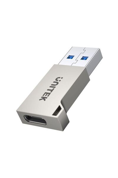 Unitek USB-A To USB-C Zinc Adapter, USB3.0 5Gbps SuperSpeed, Zinc-Alloy Housing, Silver | A1034NI