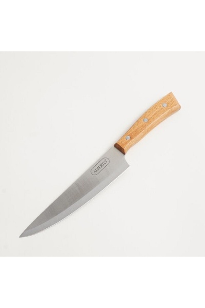 Alberto stainless steel chef knife 7.75" with wooden handle, brown