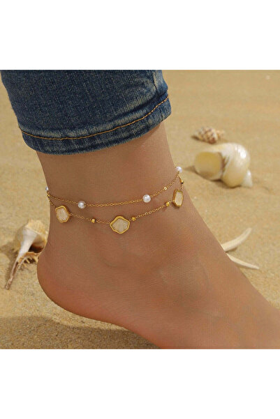 Pursehuit Brățară de gleznă de culoare aurie, realizată din oțel inoxidabil, ...