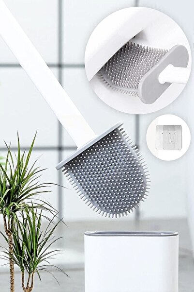 ÇELİKONLİNE White Silicone Toilet Brush Bendable Silicone WC Toilet Brush